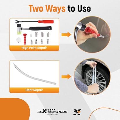 maXpeedingrods Car Dent Repair Kit, Paintless Car Dent Removal Tool, Car Dent Puller, Curved Rod Crowbar, Big Size Dent Rods, Car Front Fender Dings Remover - size: 13 PCS