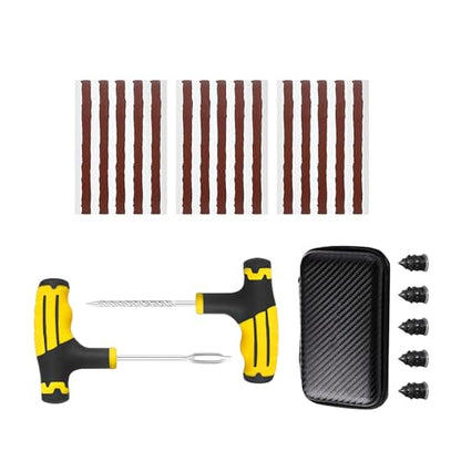 22 PCS Tire Repair Kit, Tire Patch Kit with 15 Rubber Plugs, 2 T-Handles, 5 Rubber Nails, Flat Tires Puncture Repair Tools, Flat Tires Emergency Repair Set for Car, Motorcycle, Truck, ATV - size: 22 PCS