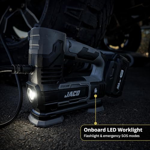 JACO 20V Cordless Tire Inflator Portable Air Compressor | 4.0Ah Lithium-Ion Battery Powered Air Pump
