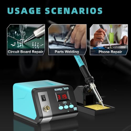 Soldering Station 75W, KUAIQU Digital Soldering Iron Station Kit,Precision Heat Control (50°C~480°C / 122°F~896°F), Ceramic Heating Element, ESD Safe, °C/ºF Conversion, Auto Sleep, Calibration Support