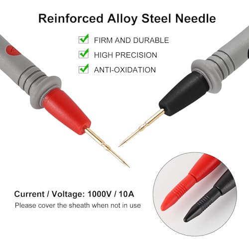 2Pack Multimeter Test Leads 1000V 10A Silicone Leads with Ultra-Sharp Gold-Plated Digital Test Probes for Multimeter Automotive Electrical Testing - color: 1set 1000V lead