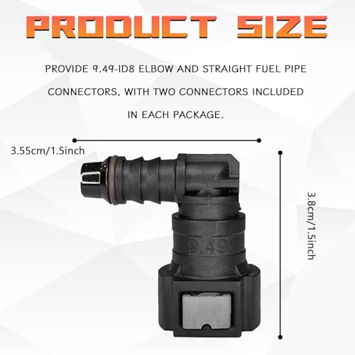 2PCS 90 Degree Fuel Line Quick Connector, 3/8 SAE to 5/16 Nylon Tubing Fuel Line Connector, High Pressure Quick Release Push-On Plugs Fuel Line Repair Kit Compatible with Most Vehicles（Elbow） - size: Elbow