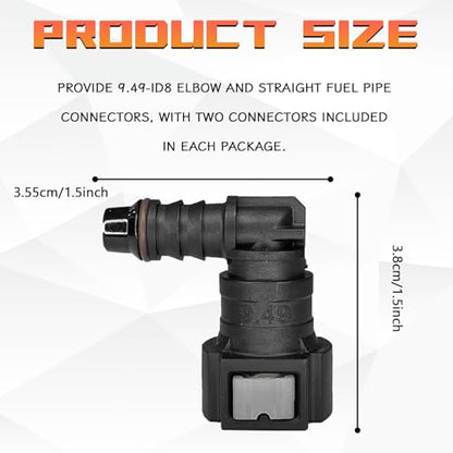 2PCS 90 Degree Fuel Line Quick Connector, 3/8 SAE to 5/16 Nylon Tubing Fuel Line Connector, High Pressure Quick Release Push-On Plugs Fuel Line Repair Kit Compatible with Most Vehicles（Elbow） - size: Elbow