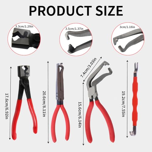 Automotive Electrical Disconnect Pliers Kit - 4PC Connector Removal Tool for Cars, Wire Terminal Separator & Hose Clamp Pliers Set, Non-Damaging Plug Disconnect Tool for Mechanics & DIY