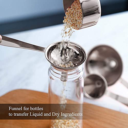 Small Funnels for Filling Bottles Stainless Steel Kitchen Funnels (Long) | 3 Pcs Food-grade Metal Kitchen Funnels Set for Transferring Essential Oils Liquid Fluid Spice Dry Ingredients Powder,Durable - size: ‎Long-handled funnel