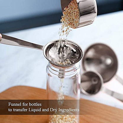 Small Funnels for Filling Bottles Stainless Steel Kitchen Funnels (Long) | 3 Pcs Food-grade Metal Kitchen Funnels Set for Transferring Essential Oils Liquid Fluid Spice Dry Ingredients Powder,Durable - size: ‎Long-handled funnel