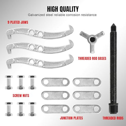 BIG RED 3 Jaw Gear Puller Set: 3/4/6'' Bearing Puller Kit for Gearing, Pulley and Bearing Removal with Reversible Jaws