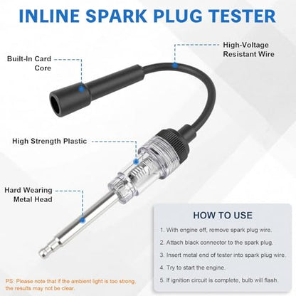9pcs Petrol Engine Cylinder Compression Tester Kit Include Spark Plug Tester, 0-300PSI Small Engine Compression Tester for Testing Automotive Motorcycle Chainsaw Outboard Motor Snowmobile