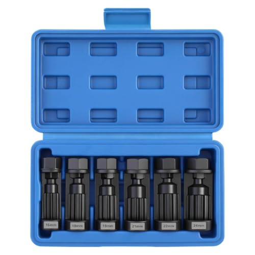 6 Pieces Strut Nut Removal Tool Heat-Treated Shock Absorber Nut Socket Set Black Oxide Finish Shock Absorber Socket Tool Kit for Mechanics