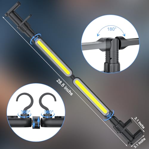 Rechargeable Magnetic Light, 2-in-1 LED Work Light Bar, 5000mAh Battery, Foldable & Built-in Clips, 3200 Lumens Underhood Work Lights for Mechanics, Automotive Repair, Inspection, Garage, Emergency