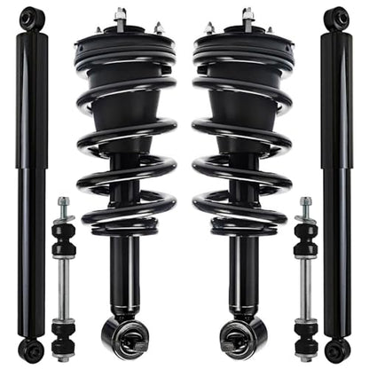 Detroit Axle - 6pc Struts Kit for 2014-2018 Chevrolet Silverado 1500 GMC Sierra 1500, 2 Front Struts w/Coil Spring Assembly 2 Front Sway Bar Ends 2 Rear Shock Absorbers 2015 2016 2017 Replacement - size: 6AQS47492-V1/ strut shock sway kit