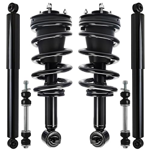 Detroit Axle - 6pc Struts Kit for 2014-2018 Chevrolet Silverado 1500 GMC Sierra 1500, 2 Front Struts w/Coil Spring Assembly 2 Front Sway Bar Ends 2 Rear Shock Absorbers 2015 2016 2017 Replacement - size: 6AQS47492-V1/ strut shock sway kit