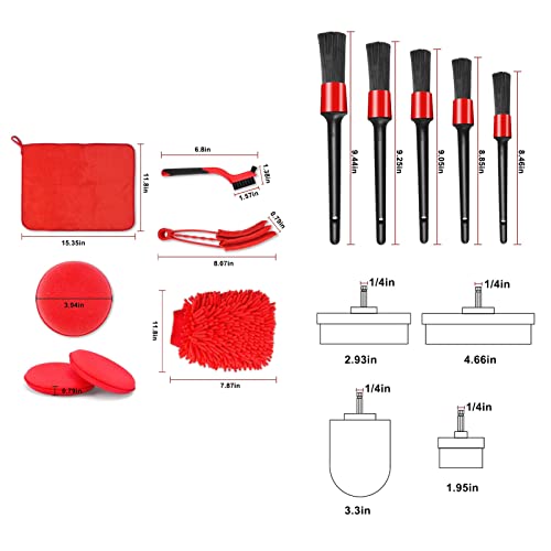 18pcs Car Wash Cleaning Tools Kit, Car Detailing Brush Set with Collapsible Bucket Wash Mitt, Tire Brush for Cleaning Automobile Interior, Exterior, Wheels, Dashboard, Leather, Air Vents