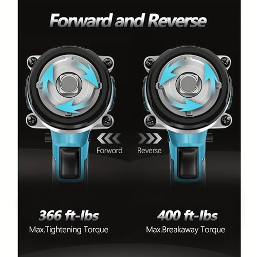 NEWONE 20v Brushless Crodless Impact Wrench, 370 Ft-lbs (500N.m) Impact Gun 1/2 inch with 1pcs 4.0AH Battery,6pcs Drill/Driver Bits,4 Sockets,Charger - color: Blue and Black