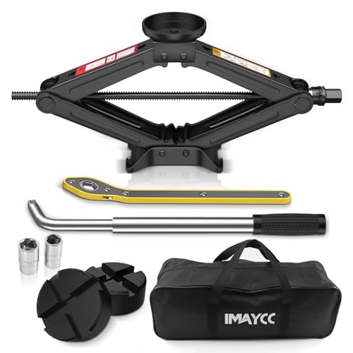 IMAYCC Car Jack Kit 2.5 Ton, Universal Scissor Car Jack, Portable Tire Changing Kit for Car SUV MPV - color: Black