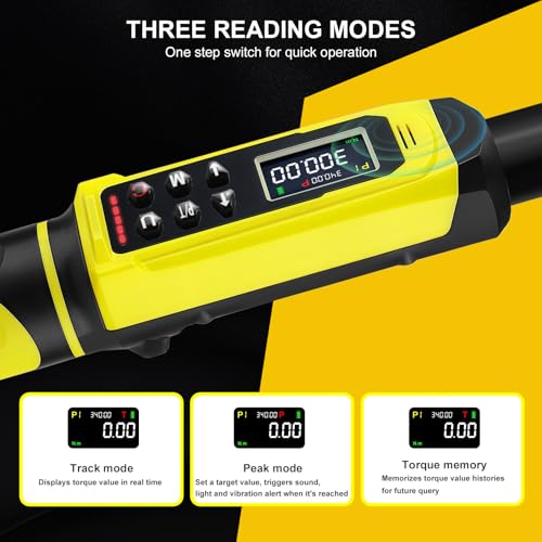 ATsafepro Digital Torque Wrench-1/2-Inch Drive & 5.1-340Nm (3.8-250.8 ft-lb), Heavy Duty Torque Wrench with Buzzer, 5 Units, ±2% Accuracy for Trucks & Machinery - style: 1/2" 3.8-250.8 FT.LB Digital Torque Wrench
