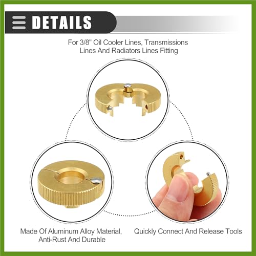 Universal 3/8 Oil Fuel Line Disconnect Tool, Transmissions Radiators Oil Cooler Lines Disconnect Tool, 3/8 Inch, Aluminium, 22930, Gold Tone Replace Parts Vehicle Components