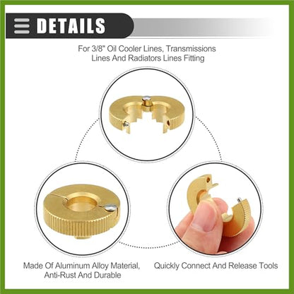 Universal 3/8 Oil Fuel Line Disconnect Tool, Transmissions Radiators Oil Cooler Lines Disconnect Tool, 3/8 Inch, Aluminium, 22930, Gold Tone Replace Parts Vehicle Components
