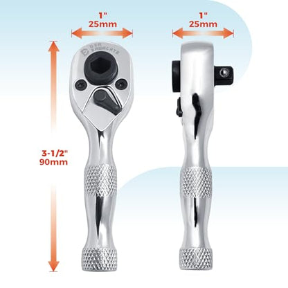 Der Erwachte 1/4-Inch Stubby Ratchet Wrench, Mini Ratchet Wrench | Socket&Bit Driver, 72-Tooth, Chrome Alloy Made, Chrome Plated Finish - size: 1/4 Double-headed ratchet