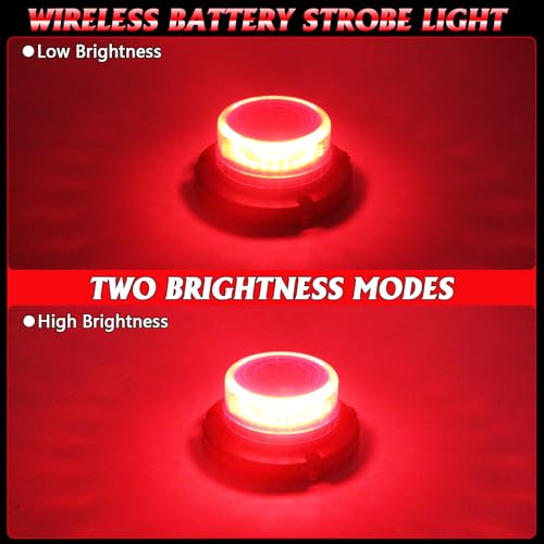 Remote Control Red Beacon Light, Rechargeable Wireless Red Flashing Lights with Magnetic, High Low Brightness, 15 Modes Mini Emergency Warning Safety Light for Snowplow Tow Work Trucks Tractor - color: Red