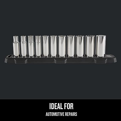 CRAFTSMAN Deep Socket Set, 1/2-Inch Drive, SAE, 12-Point, 11-Piece (CMMT12048) - style: SAE