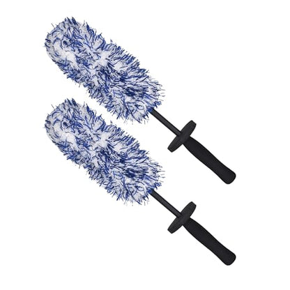 Wheel Barrel Brush, 2026 New Car Wheel Cleaner Brushs Long Handle Microfiber Wheel, Non Scratch Car Detailing Brush for Rim Cleaning and Car Detailing (2Pcs Blue) - color: 2Pcs Blue