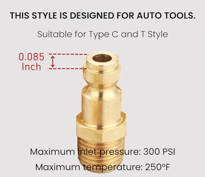 1/4 Inch NPT Brass Coupler and Plug Kit | 7 Piece, Automotive Type C, Quick Connect Air Fittings Set - size: Coupler and Plug Kit 7 Piece
