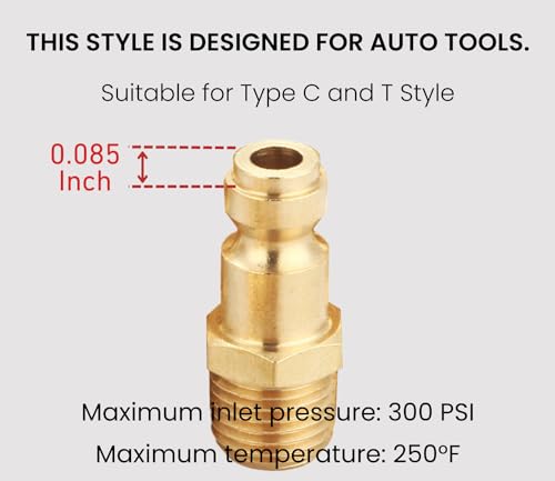 1/4 Inch NPT Brass Coupler and Plug Kit | 7 Piece, Automotive Type C, Quick Connect Air Fittings Set - size: Coupler and Plug Kit 7 Piece
