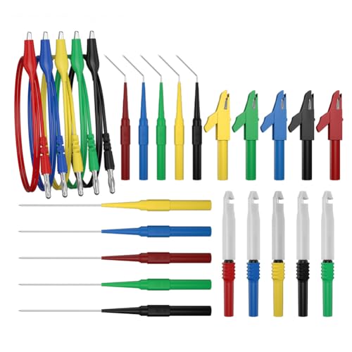 Test Lead Kit 25pcs 4mm Banana Plug to Alligator Clip Test Leads Kit Test Probes Back Probe Kit for Multimeter Automotive Diagnostic Testing Tools Set 8008 - size: 25pcs-B
