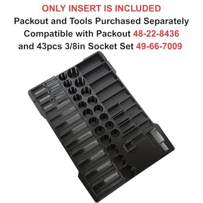 Insert Organizer Compatible with Low Profile Milwaukee Packout (48-22-8436) and 3/8" Shockwave Impact 43-Piece Socket Set (49-66-7009) Insert Only