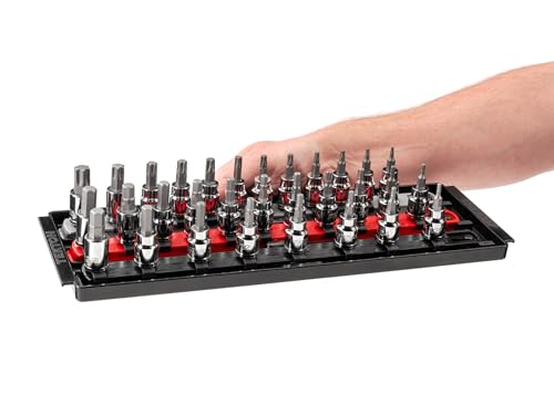 TEKTON Hex and Torx Bit Socket Set, 31-Piece | SHB91203 - color: Standard, size: 31-Piece (1/8-3/8 in., 3-10 mm, T10-T60), style: Rail
