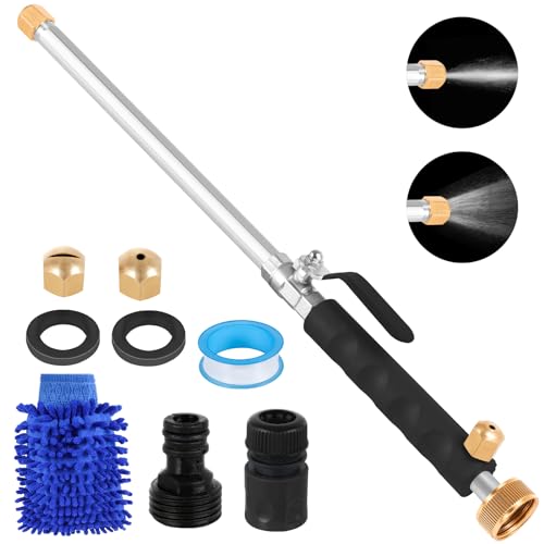 2026 Jet Nozzle for Garden Hose 2-in-1 Jet Nozzle High Pressure Hose Nozzle with 2 Different Nozzles and Hose Quick Connectors for Car Pet Garden Cleaning at Home - color: Black