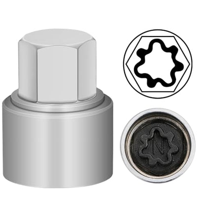 N Wheel Locking Nut Key Compatible with Audi Series, (Socket OD 27mm - ID 25mm), Wheel Lock Nut Socket Adapter, Wheel Anti-Theft Lug Nut Removal Tool, Anti-Theft Screw Remover - size: Socket N
