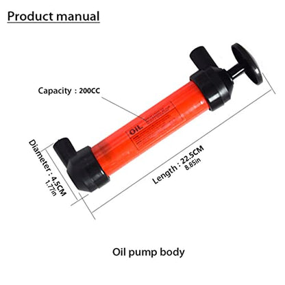US Manual Oil Pump Siphon Oil Gas Pump Portable Liquid Air Fuel Fluid Tool Transfer Pump Kit Car Manual Hand Gas Oil Liquid Syphon Transfer Pump for Auto Oil Water Transfer(Suit,Gules)