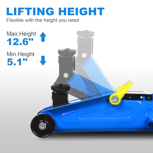 Jack Boss Floor Jack 1.5 Ton (3,000 LBs) Hydraulic Car Jack, Lifting Range from 5.1 Inch to 12.6 Inch, Fits Sedans Automotive Blue - color: Blue, size: 1.5 Ton Sedan