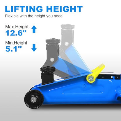 Jack Boss Floor Jack 1.5 Ton (3,000 LBs) Hydraulic Car Jack, Lifting Range from 5.1 Inch to 12.6 Inch, Fits Sedans Automotive Blue - color: Blue, size: 1.5 Ton Sedan