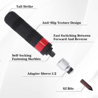 1/2" Hand Manual Reversible Impact Driver Set Extractor-12 PCS Impact Screwdriver S2 Steel Much More Durable Disengage Rusted Fasteners (3/8short impact screwdriver) - size: 3/8 Short