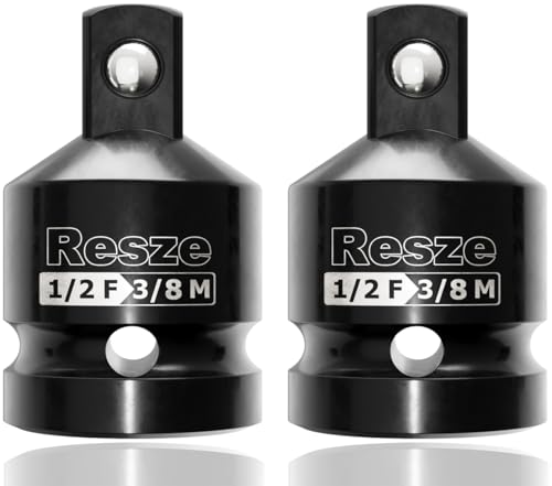 Resze 2PCS Impact Socket Adapter and Reducer Set, 1/2"to 3/8" Drive Socket Adapter Set, Square Adapter Breaker Bar Wrench Conversion Kit Mechanic tools - size: 1/2"to 3/8"
