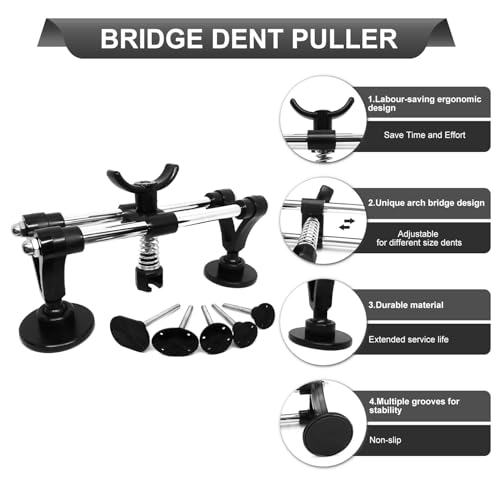 Dent Puller Kit - Paintless Dent Removal Kit, Dent Repair Kit with Slide Hammer T-Bar, Bridge Puller, Car Dent Puller Kit for Auto Hail Damage Door Ding 38 pcs (with Glue Set)
