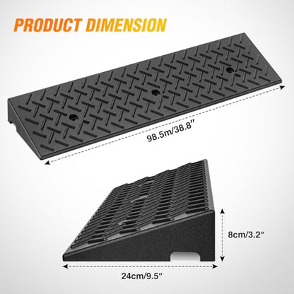 Nilight 3.2 Inch Rise Rubber Curb Ramp, 3300lbs Load Capacity | Heavy Duty Driveway Threshold Shed Ramp for Sidewalk Cars Lawn Mower Motorcycles - size: 3.2" Rise