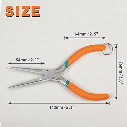 Mini Needle Nose Pliers For Jewelry Making With Smooth Jaw 6 Inches Needle Remover Pliers With Lanyard Small Needle Nose Pliers For Bending Wire and Small Object Gripping - style: Straight Needle Nose Plier