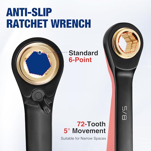 WORKPRO 3-Piece 4-in-1 Reversible Ratcheting Wrench Set, 12 Sizes in 3 Wrenches (1/4"-3/4"), SAE, Anti-Slip, Double Box End, 72-Tooth, CR-V, 6-Point, with Storage Bag - for Repair & Maintenance - style: SAE