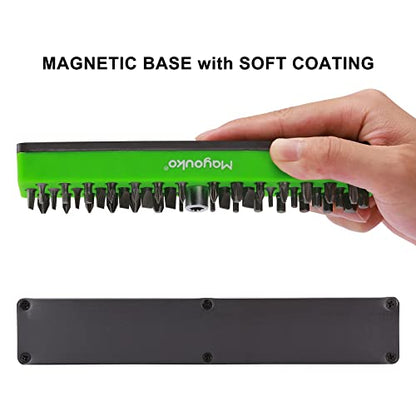 Mayouko 1/4" Magnetic Hex Bit Holder Rack Organizer, 43 Holes, 1/4-Inch Drill Bit Holder, Green, 2 Racks, Magnetic Bit Holder with Magnet Base for Screwdriver Bits - color: Green-2packs