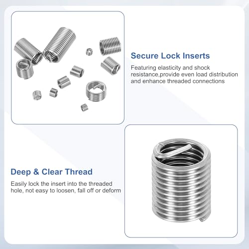 PATIKIL Wire Thread Inserts M12x1.75 Metric 2D 24mm, 20Pcs 304 Stainless Steel Helical Coiled Wire Screw Threaded Sleeve Sheath for Mechanical Equipment Automotive Repairs - size: M12x1.75, 24mm