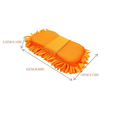 Scratch Free Chenille Microfiber Wash Mitt Car Wash Sponge for SUVs Boats - color: 2 Pack Orange