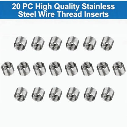 M6 X 1.0 Thread Repair Kit, Metric Helicoil Kit with HSS Drill Bit, 20PC Wire Thread Inserts - size: M6 x 1.0mm