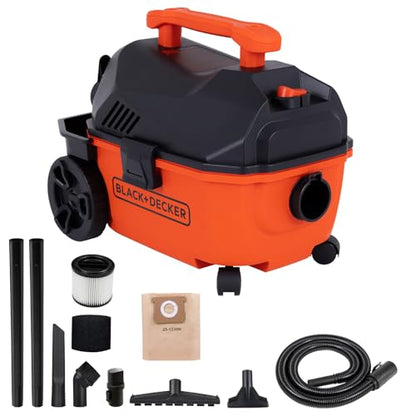 BLACK+DECKER Shop Vacuum Wet and Dry, 4 Gallon 5.0 Peak HP Wet/Dry Vacuum, Quiet Operation with Muffler, Long Reach Cleaning Range & On-Board Storage, Complete Accessory Set, BDXV18905P-4 - size: 4 Gallon 5 HP