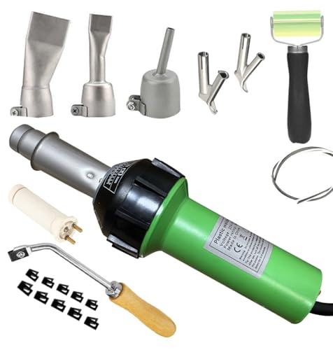 Beyondlife 1600W Plastic Welding Kit Hot Air Welder Heating Gun PVC Vinyl Rod Welding Hot Gas Pistol Tool, with Various Welding Nozzles, Handheld Floor Groover - style: Basic Upgraded Set