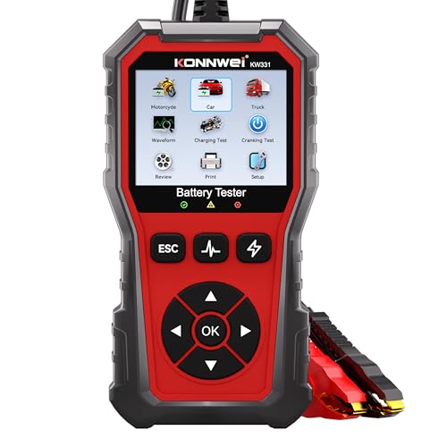 KONNWEI KW331 Car Battery Tester 6V/12V/24V with Cloud Report 10-2000CCA Lead-Acid, AGM, Lithium Battery Tester Automotive Alternator Tester Cranking Charging System for Car Truck Motorcycle Boat