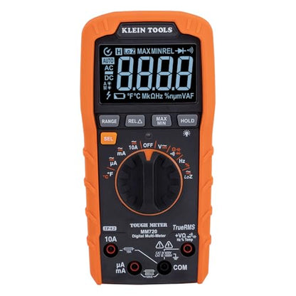 Klein Tools MM720 Digital Multimeter, Auto-Ranging TRMS, Low Impedance (LoZ), 1000V AC/DC Voltage, 10A AC/DC Current, 60 MOhms Resistance